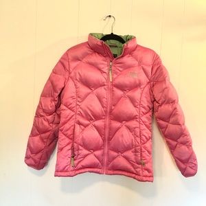 Girls XL The Northface Pink/Green Down Puffer